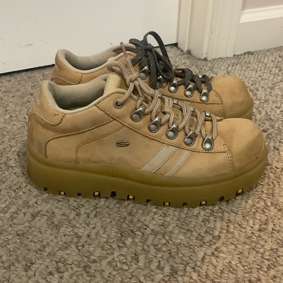 Vtg 90s Skechers Jammers mega platform Tan Rave club Oxford